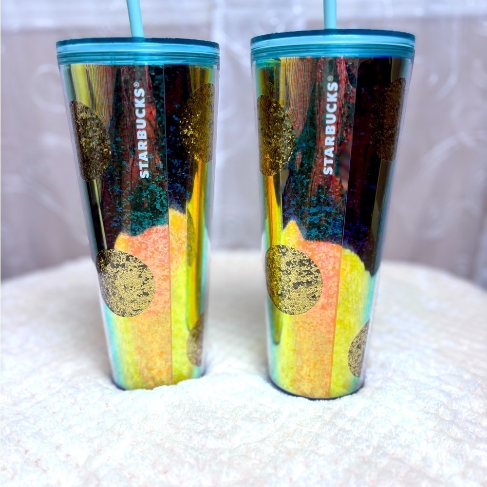 Starbucks Holiday 2020 Venti Glitter Gold Tumbler x 2